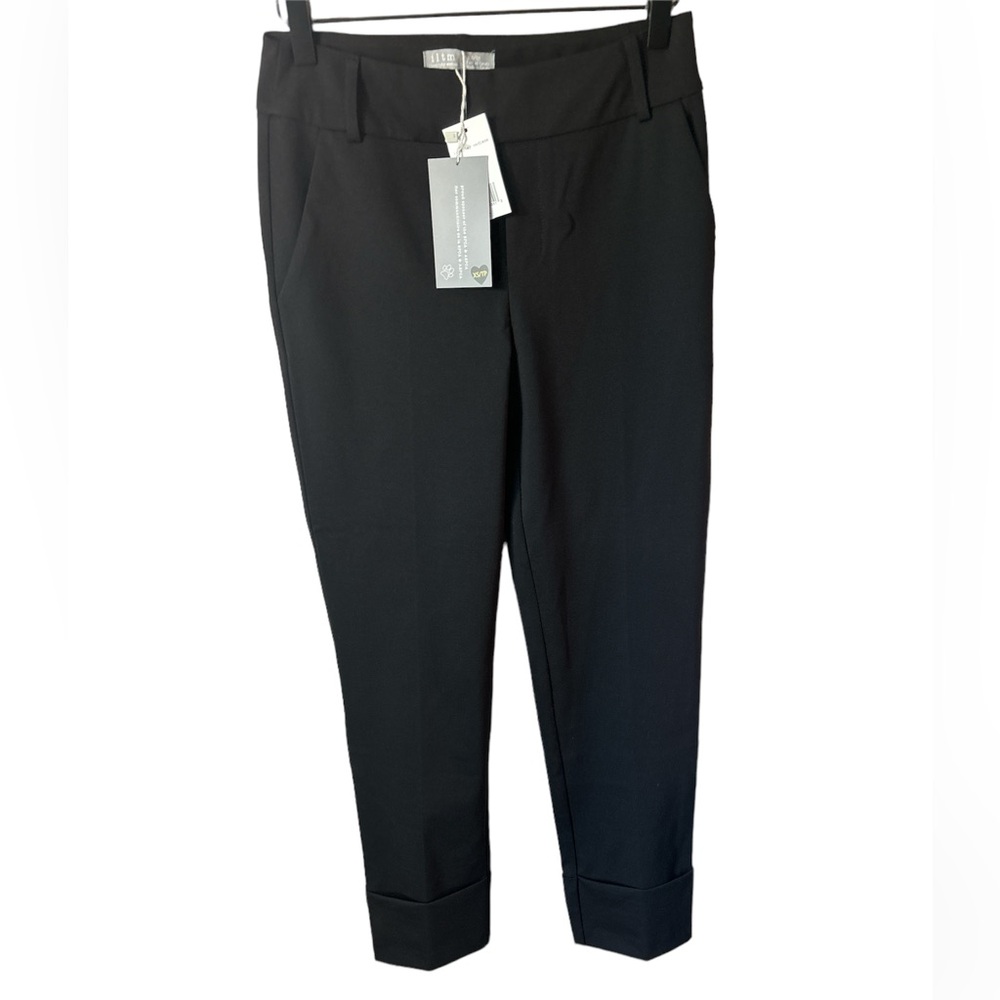 NWT ILTM I Love Tyler Madison Black Mid Rise Cuffed Hem Pants SZ XS Pull On